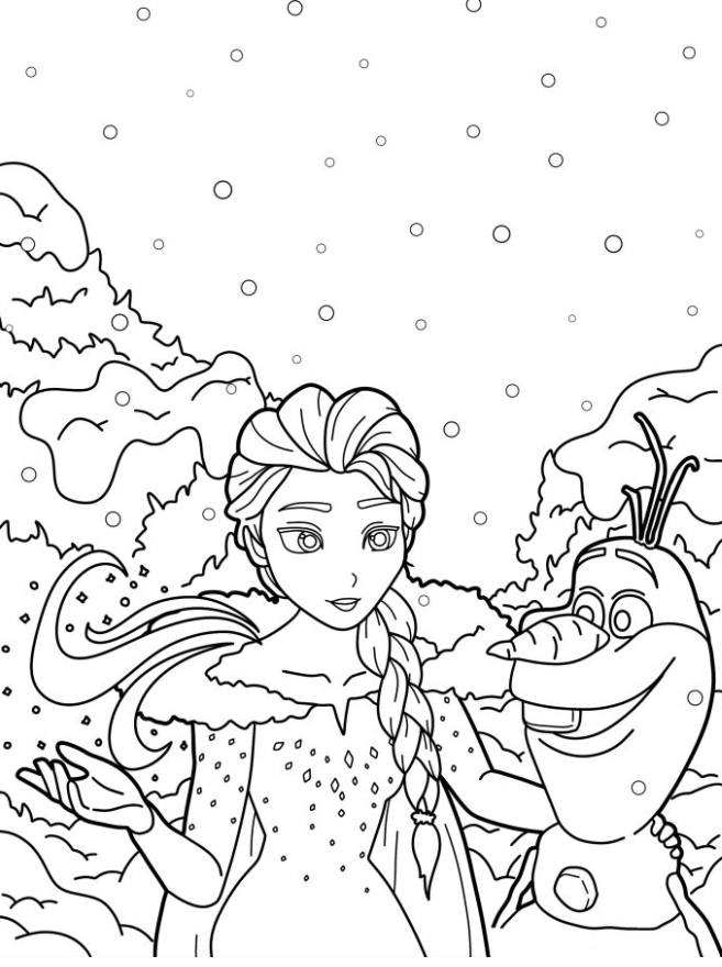 Elsa Coloring Pages   Elsa And Olaf In The Snow Coloring