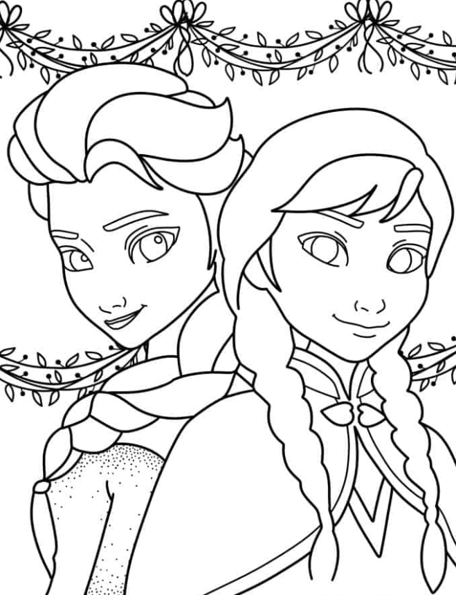 Elsa Coloring Pages   Frozen Elsa And Anne To Color In For