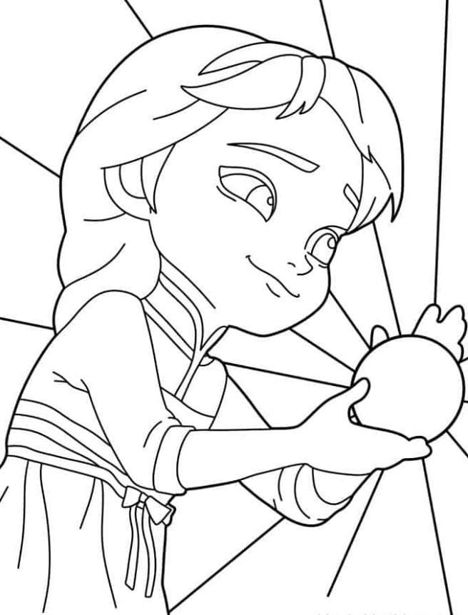 Elsa Coloring Pages   Young Elsa As A Child Simple Coloring