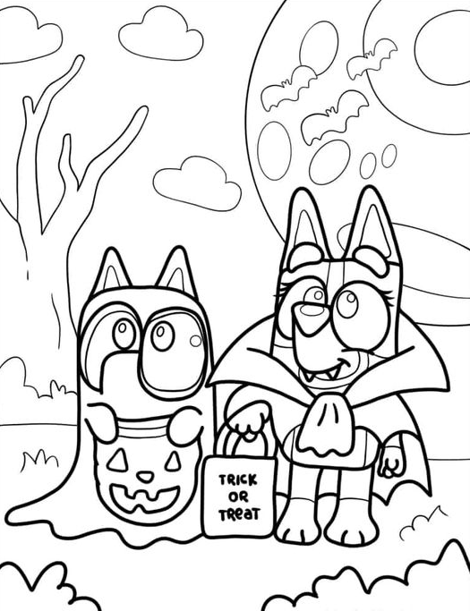 Halloween Coloring Pages - Bluey Coloring Pages