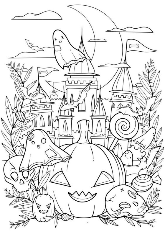 Halloween Coloring Pages - Halloween themed coloring pages for kids