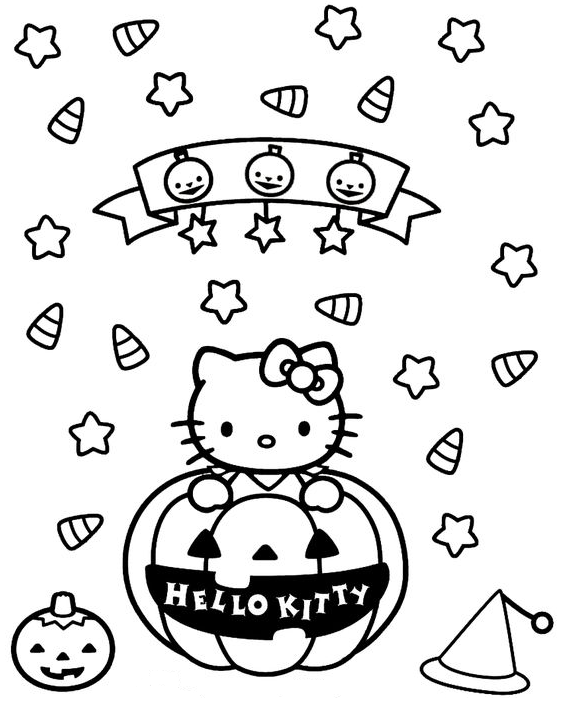 Halloween Coloring    Hello Kitty Halloween Coloring Page Free Printable Coloring
