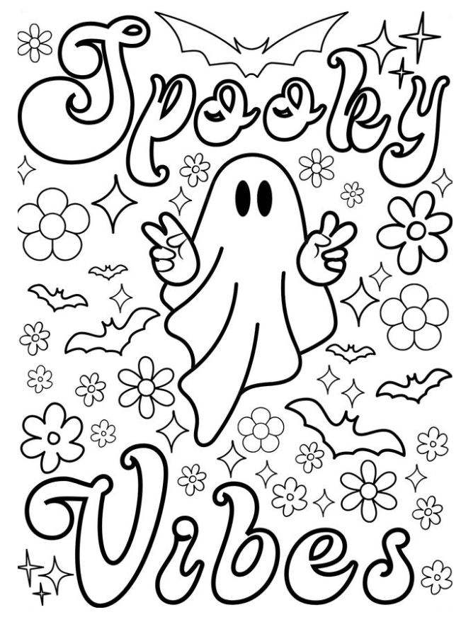 Halloween Coloring Pages   Retro Halloween Coloring Pages Groovy Spooky Coloring Sheets For All