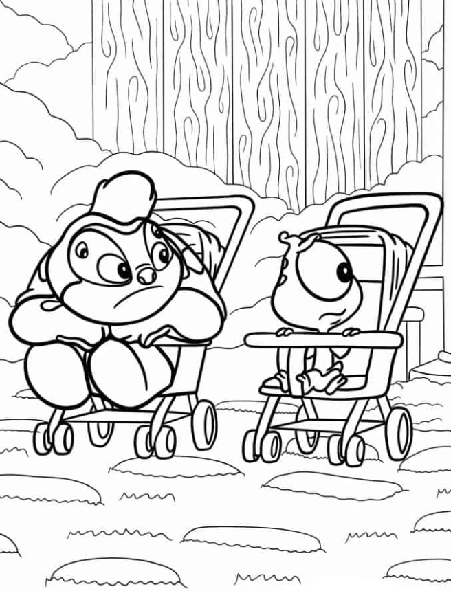 Lilo & Stitch Coloring Pages - Baby Pleakley And Jumba Jookiba In Prams To Color