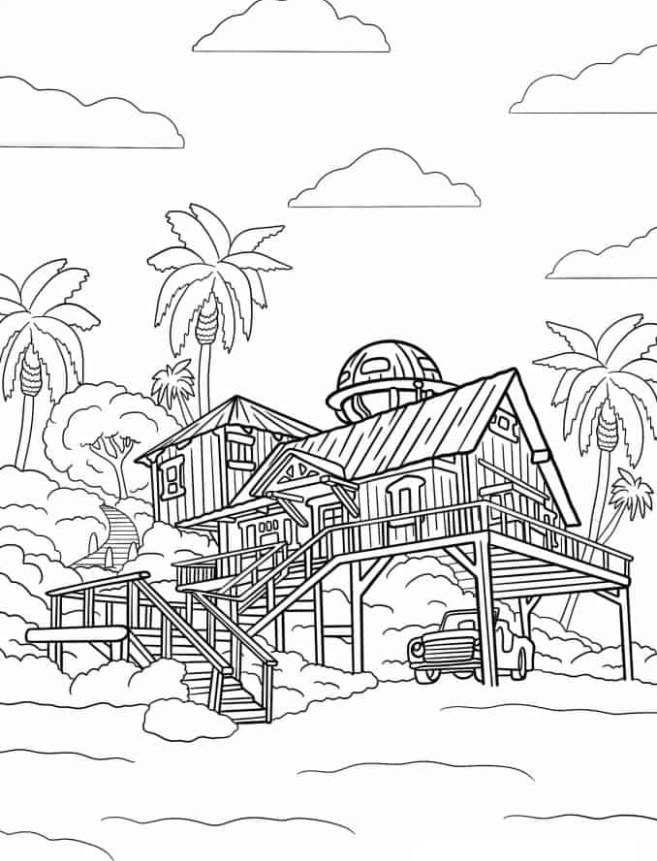 Lilo & Stitch Coloring Pages   Lilo’s House Coloring