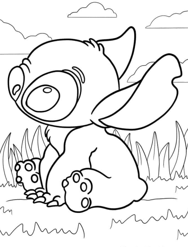 Lilo & Stitch Coloring Pages - Simple Outline Of Baby Stitch To Color For Kids