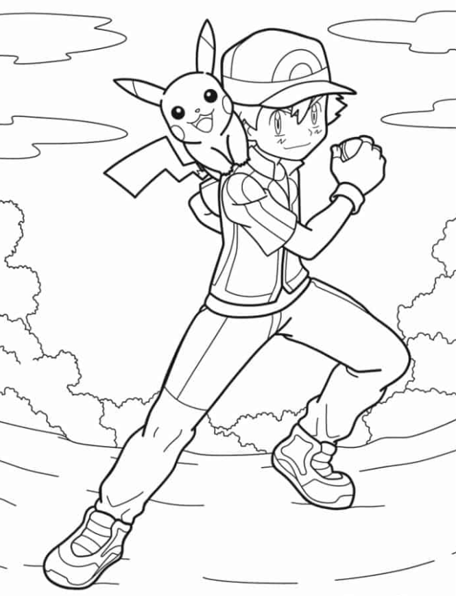 Pokemon Coloring Pages - Ash And Pikachu To Color