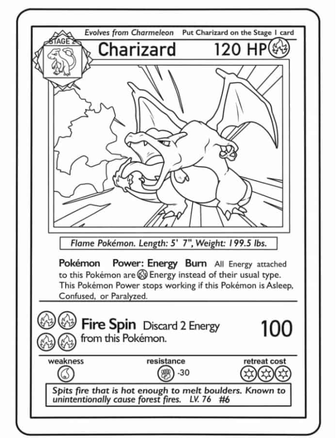 Pokemon Coloring Pages - Coloring Page Of Charizard Pokemon Card
