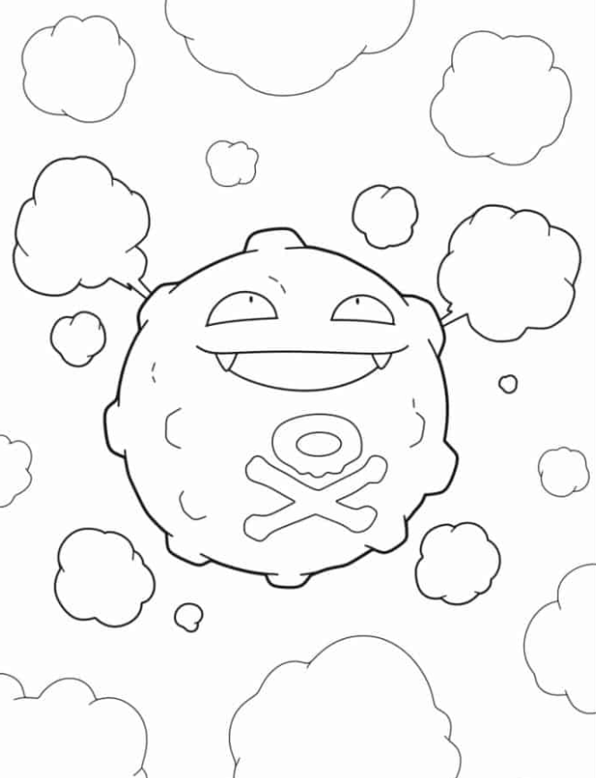 Pokemon Coloring Pages   Coloring Sheet Of Koffing Releasing