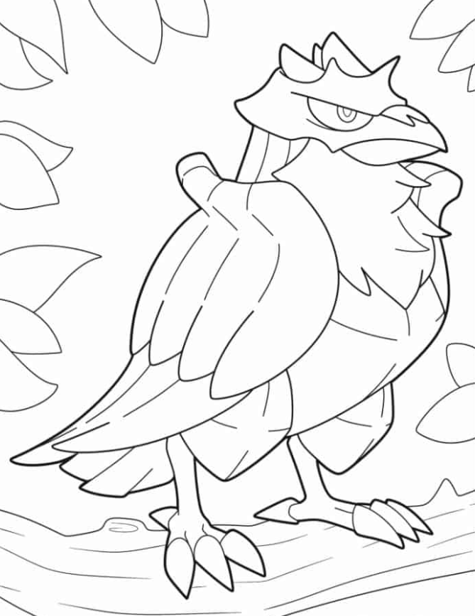 Pokemon Coloring Pages   Corviknight Perched On A