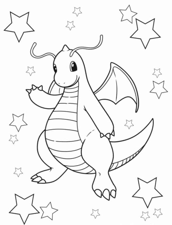 Pokemon Coloring Pages - Cute Dragonite Pokemon To Color