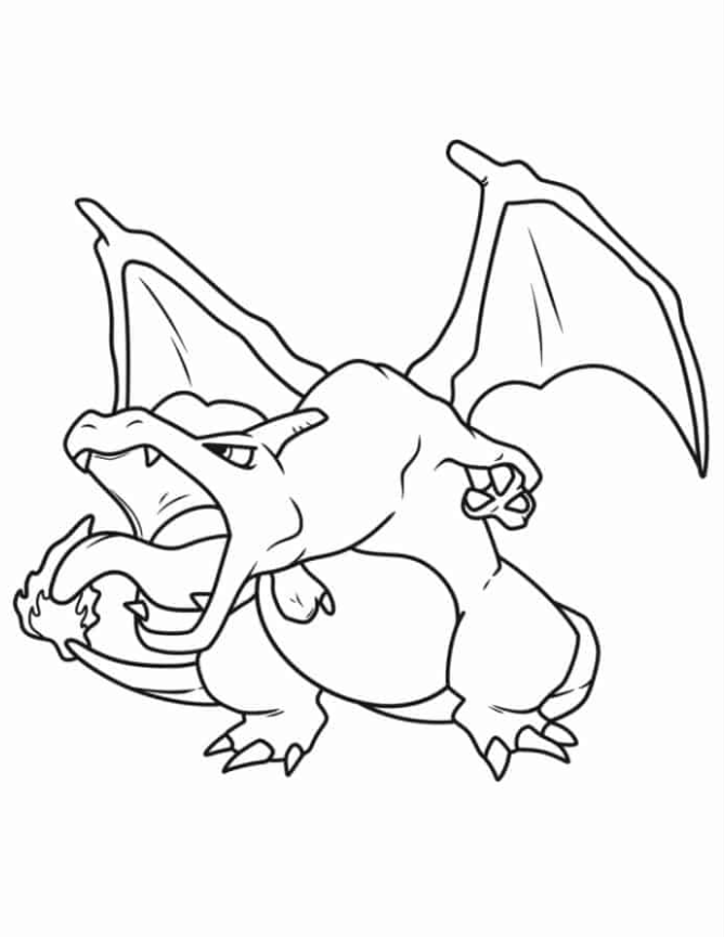 Pokemon Coloring Pages - Easy To Color Charizard
