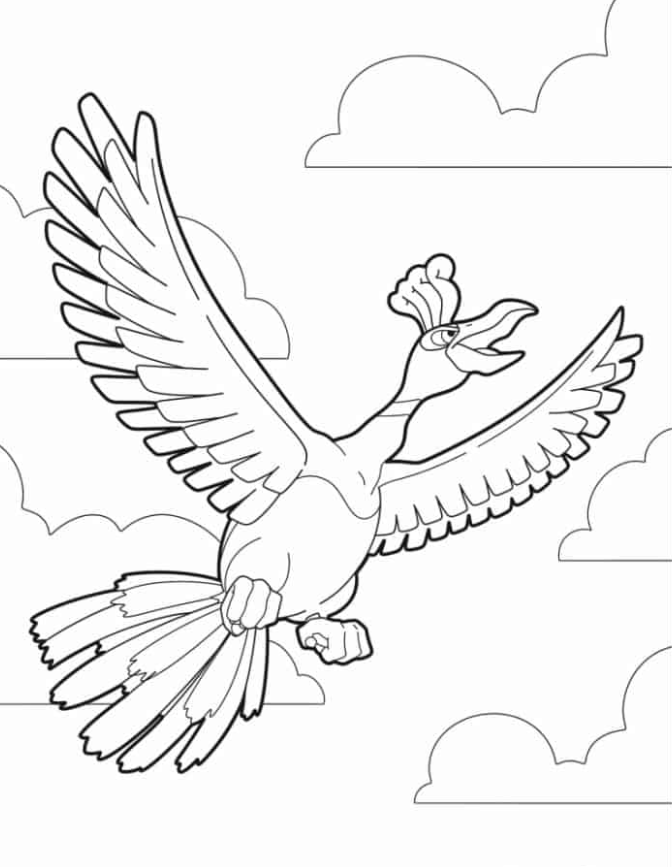 Pokemon Coloring Pages - Ho-Oh Pokemon Soaring In The Sky