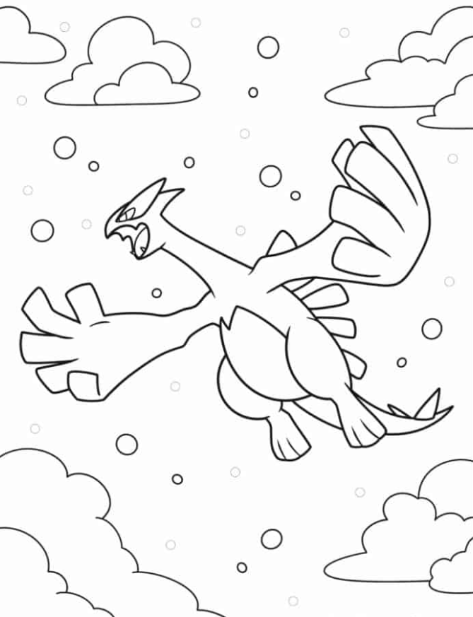 Pokemon Coloring Pages - Lugia Legendary Pokemon To Color