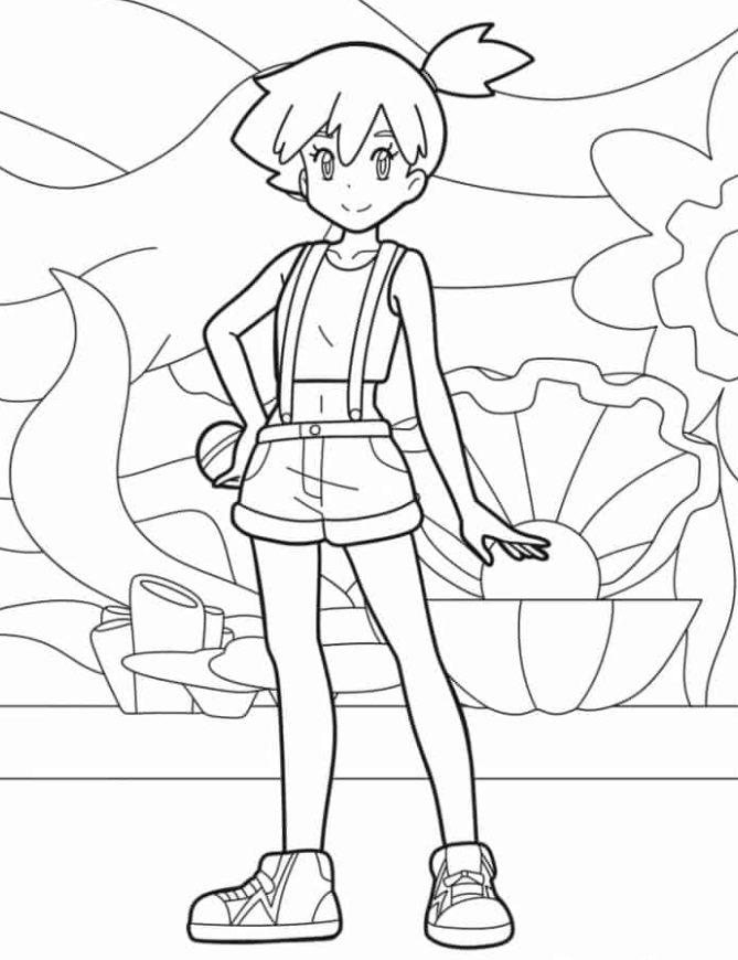 Pokemon Coloring Pages - Misty Girl Character From Pokemon
