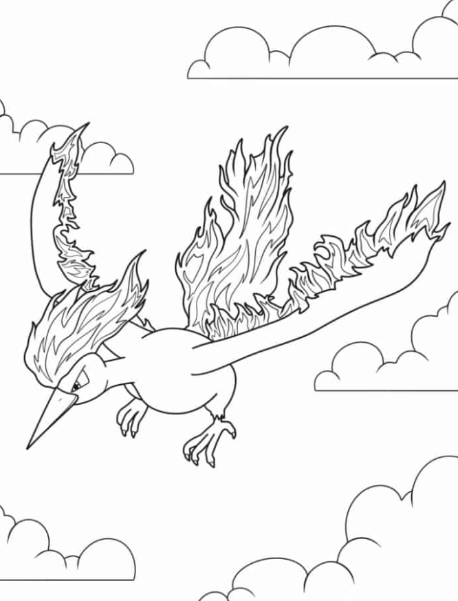 Pokemon Coloring Pages - Moltres Pokemon To Color In