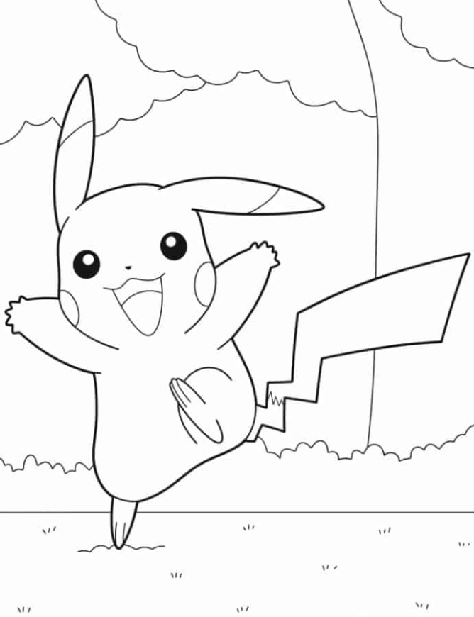 Pokemon Coloring Pages - Playful Pikachu Coloring In