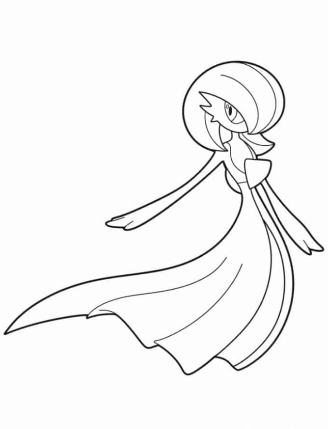 Pokemon Coloring Pages - Simple Gardevoir Outline Coloring In For Kids