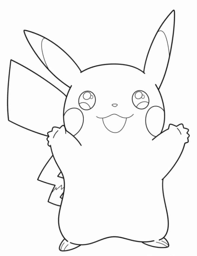 Pokemon Coloring Pages - Simple Pikachu Outline For Kids Coloring In