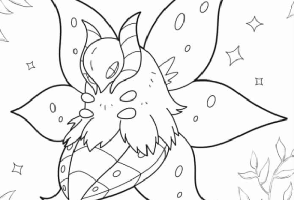 Pokemon Coloring Pages   Volcarona In Nature