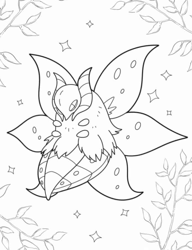Pokemon Coloring Pages - Volcarona In Nature