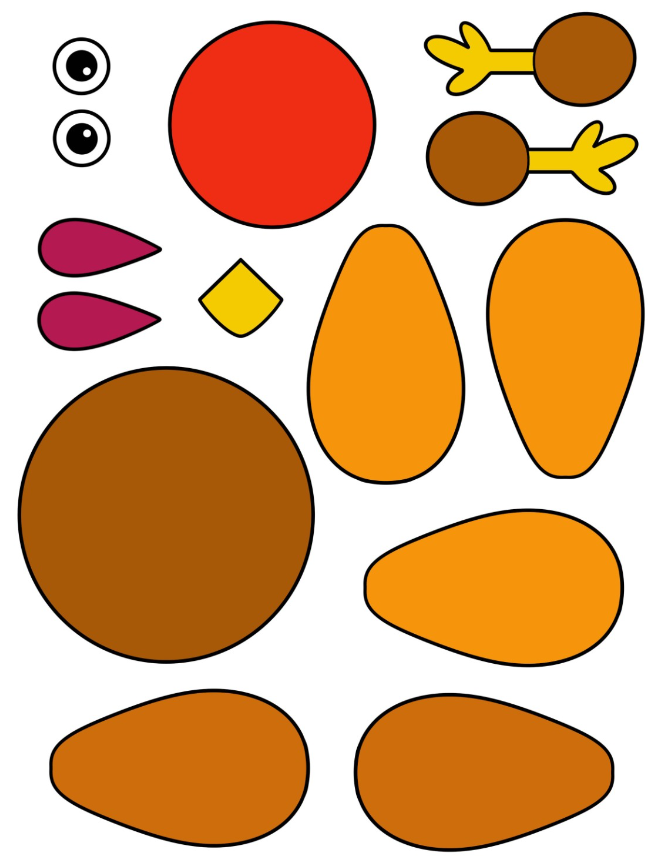 Turkey Templates - Colored Build Your Own Turkey Template For Preschoolers
