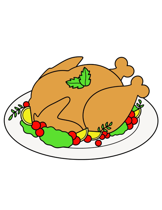 Turkey Templates - Full Page Colored Roasted Thanksgiving Turkey Template