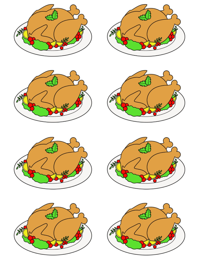 Turkey Templates - Small Colored Roasted Thanksgiving Turkey Template