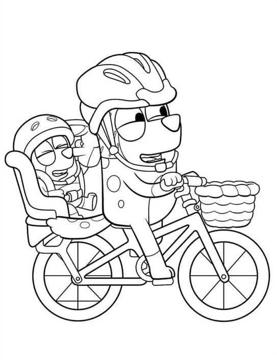 Bluey Coloring Pages   Bluey On A Bike Coloring Page Free Printable Coloring Pages