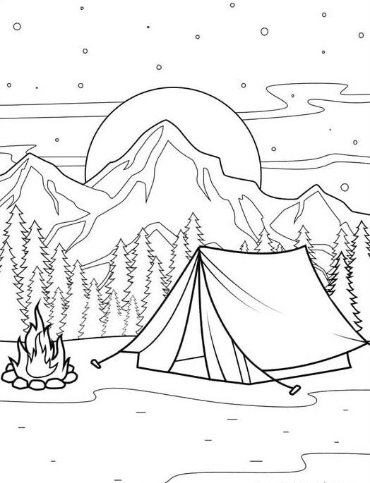 Coloring Pages Free Printable   Camping & Hiking Coloring Pages Free PDF