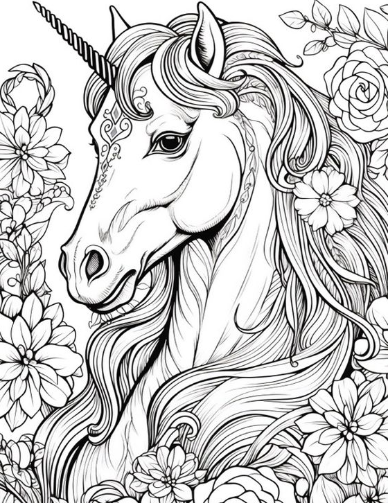 Coloring  Free Printable   Unicorn Coloring