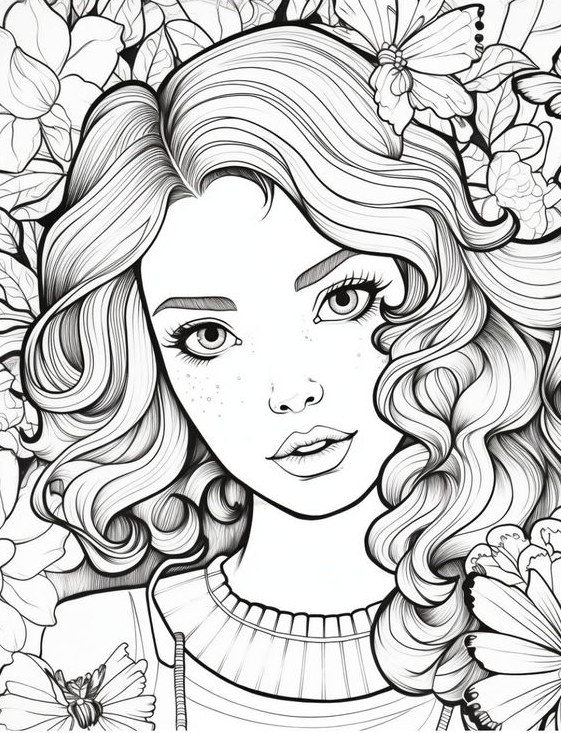 Coloring Sheets For Adults   Coloring  For Adults Flower Girls Coloring