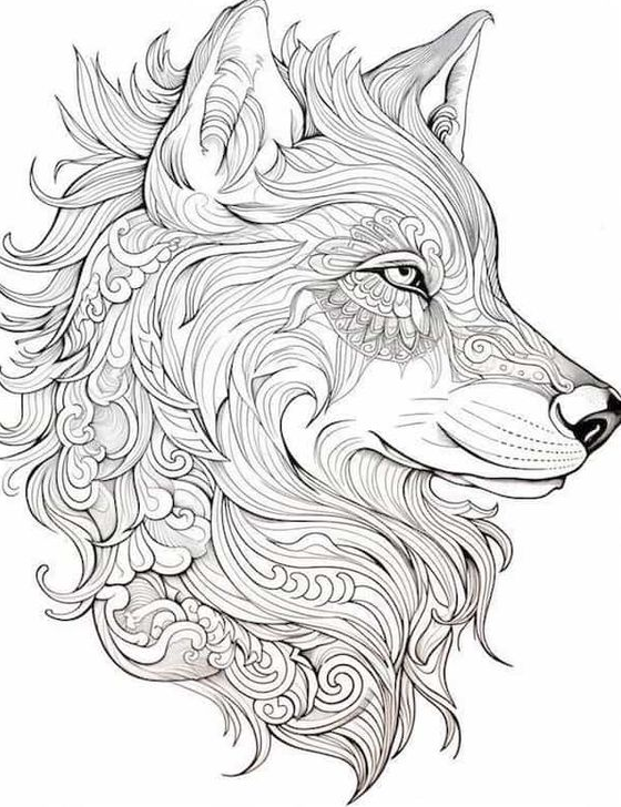 Coloring Sheets For    Majestic Wolf Coloring Pages For Kids And