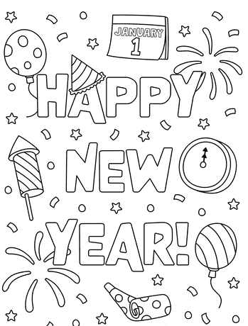 Printable Adult Coloring Pages   Free Printable New Year Coloring Pages For
