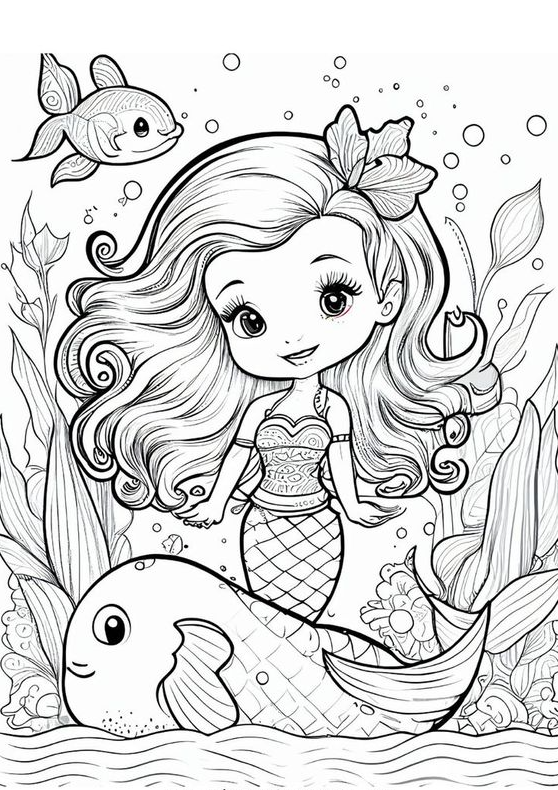 Printable Adult Coloring    Mermaid Coloring
