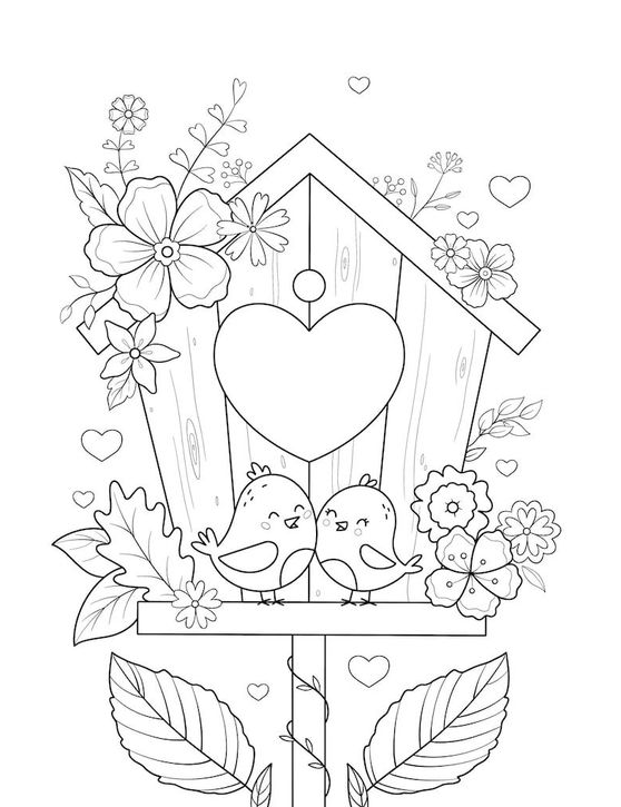 Printable Adult Coloring Pages   Valentine's Day Coloring Pages Animals And Hearts Kids Printable Book Digital
