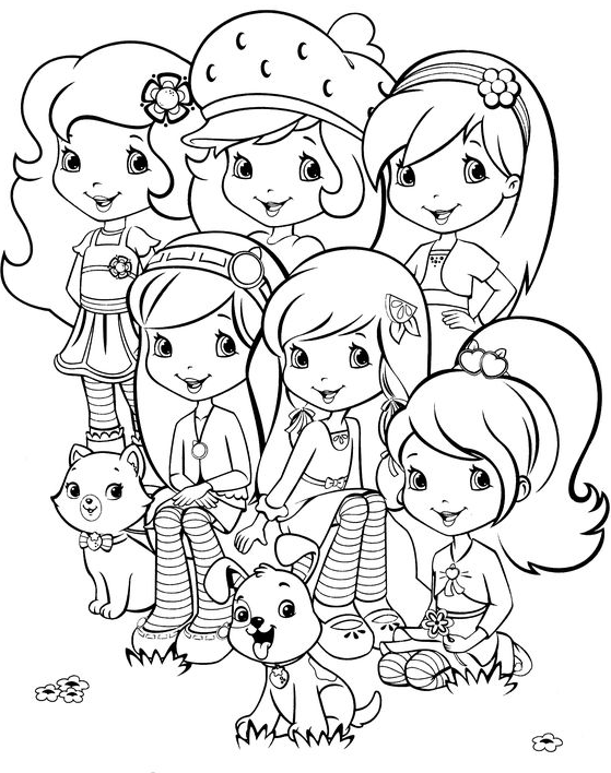 Strawberry Shortcake Coloring Pages   Strawberry Shortcake And Friends Coloring Page Free Printable Coloring Pages