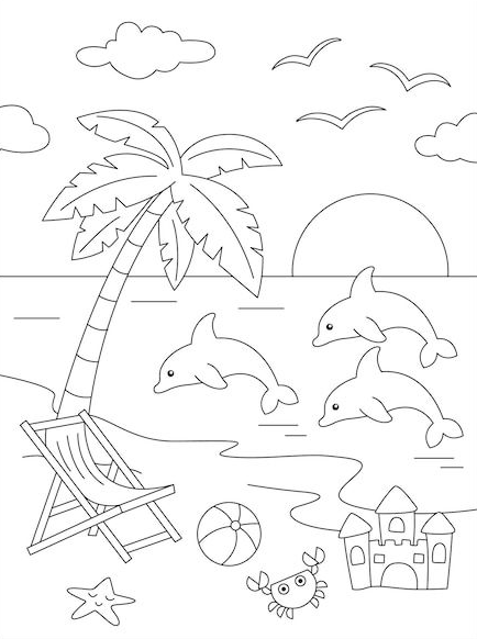 Dolphin Art   Summer Coloring  Dolphin Coloring