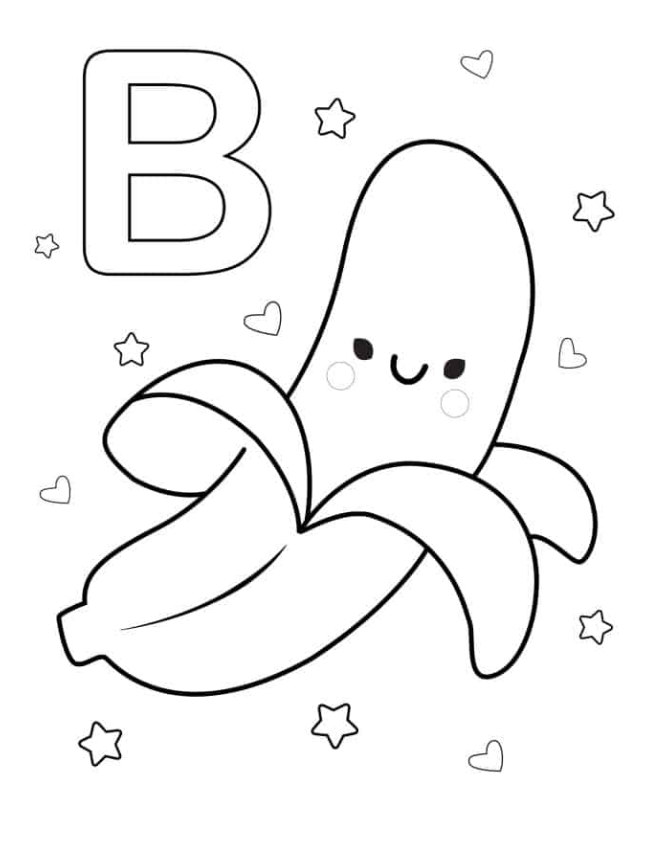 Banana Coloring Pages   Easy Banana Coloring Page For