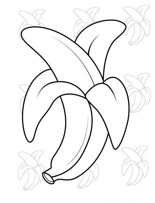 Banana Coloring Pages   Easy Outline Of Banana To Color For