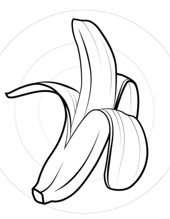 Banana Coloring Pages   Simple Outline Of Peeled Banana