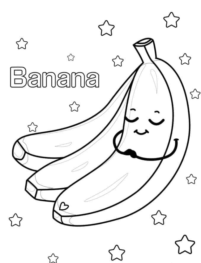 Banana Coloring Pages   Smiling Banana Coloring For Preschoolers