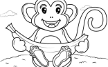 Banana Coloring Pages   Smiling Monkey Eating Banana To Color