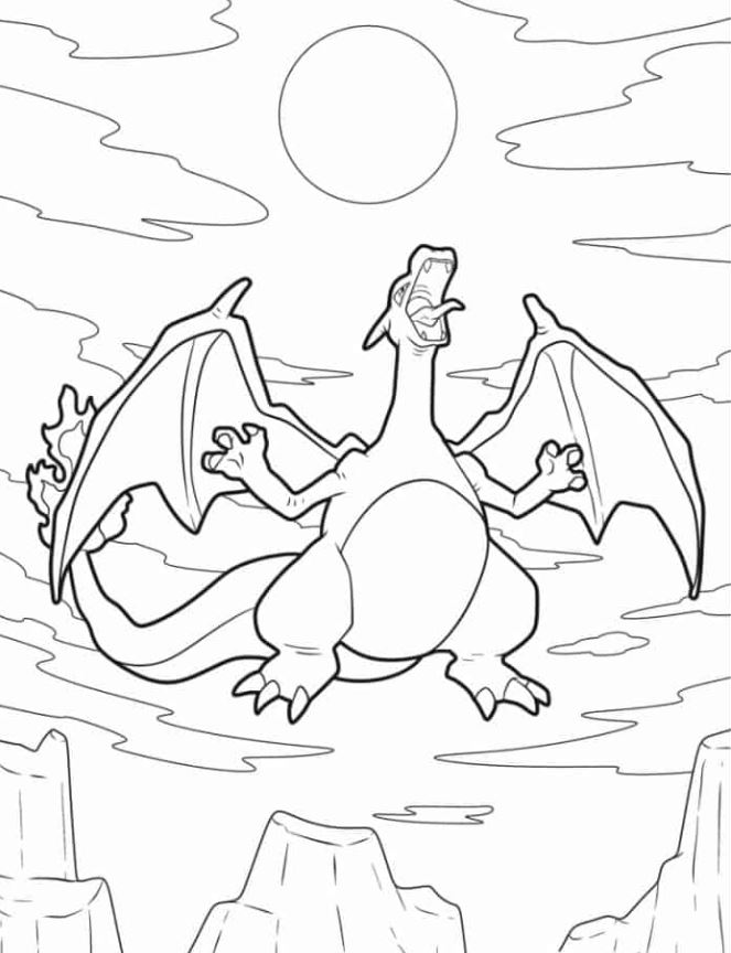 Charizard Coloring Pages   Charizard Roaring In The