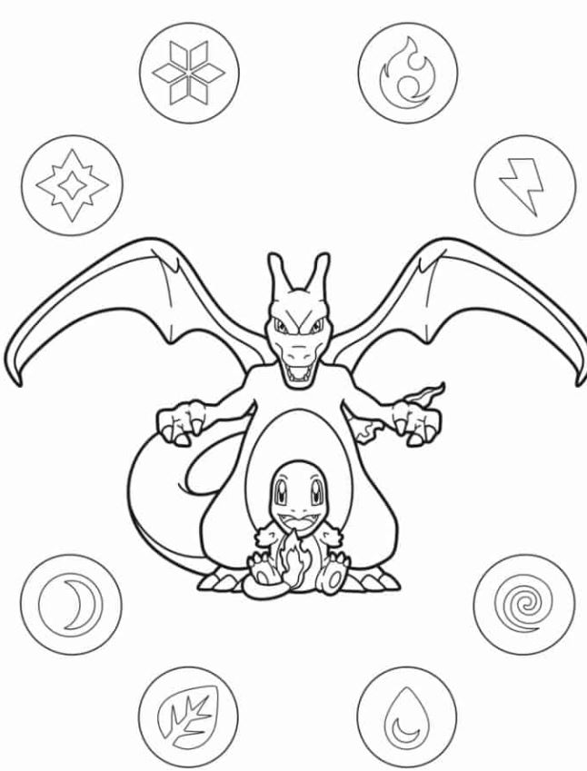 Charizard Coloring Pages   Charizard Standing Behind