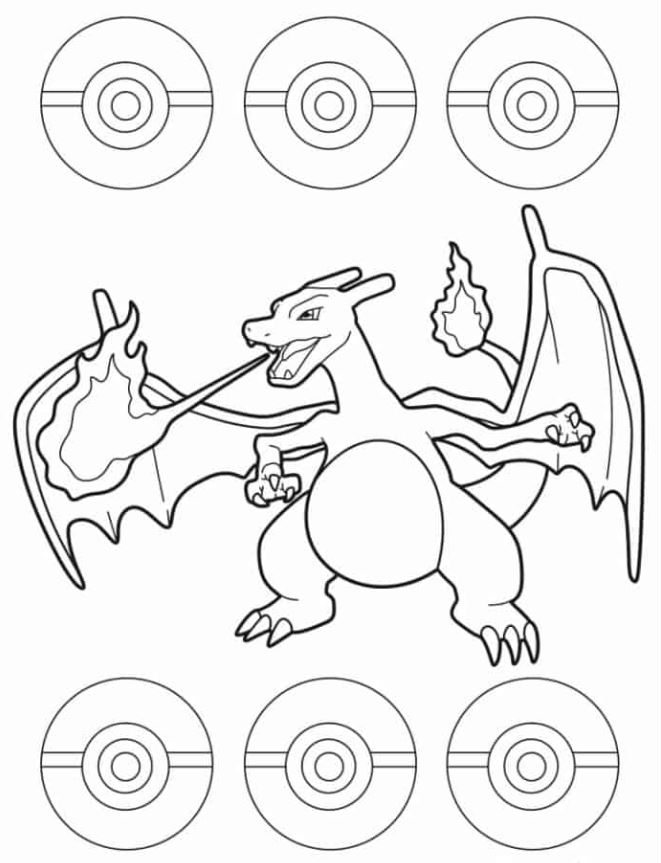 Charizard Coloring Pages   Easy Charizard Outline Coloring In For
