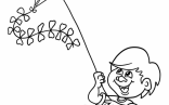 Kite Coloring Pages   Little Boy Flying Kite While Running