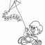 Kite Coloring Pages   Little Boy Flying Kite While Running