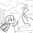 Kite Coloring Pages   Little Girl Flying Kite Under The Tree