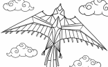 Kite Coloring Pages   Phoenix Style Kite In The Clouds Coloring Page